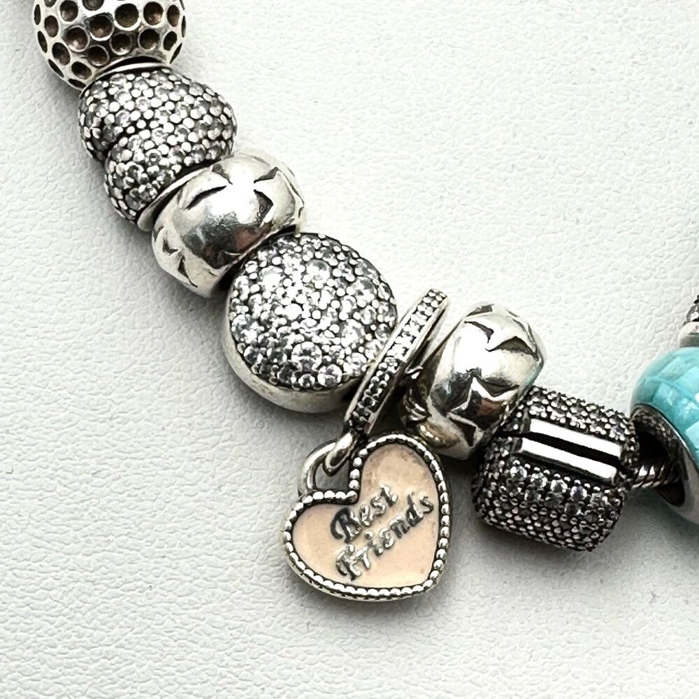 Pandora Sterling Silver Charm Bracelet 7" Loaded with Charms 43 Grams - Picture 3 of 9